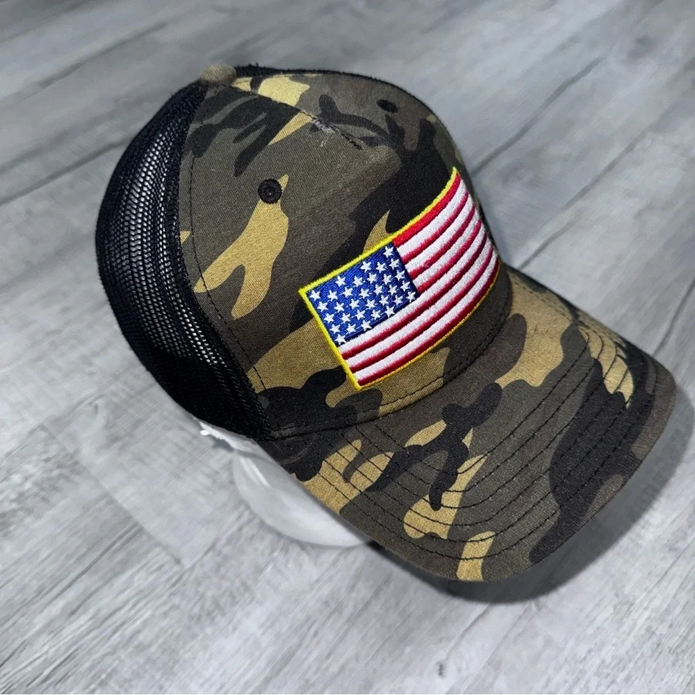 Camouflage American Flag Snapback Trucker Hat Cap- Ugly Stuff Supply Brand Camo